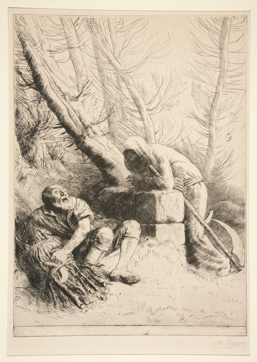 De dood en de houthakker door Alphonse Legros