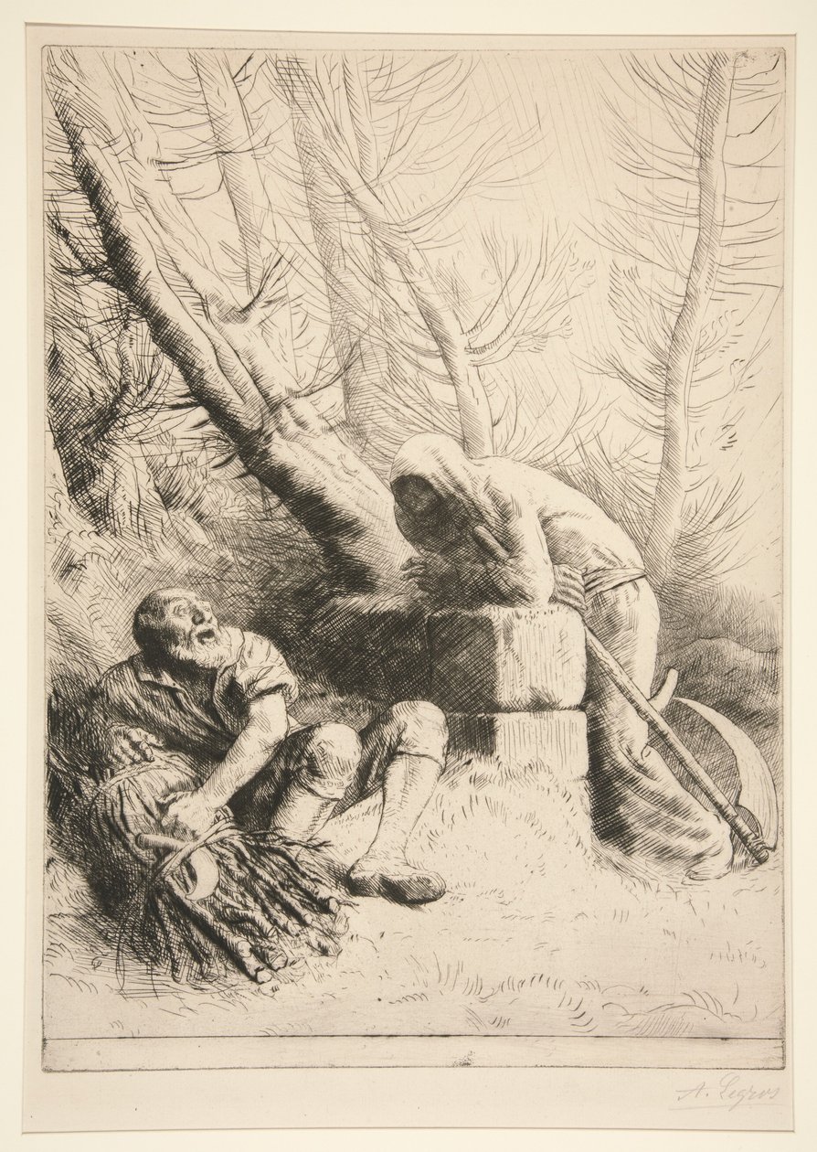 De dood en de houthakker door Alphonse Legros