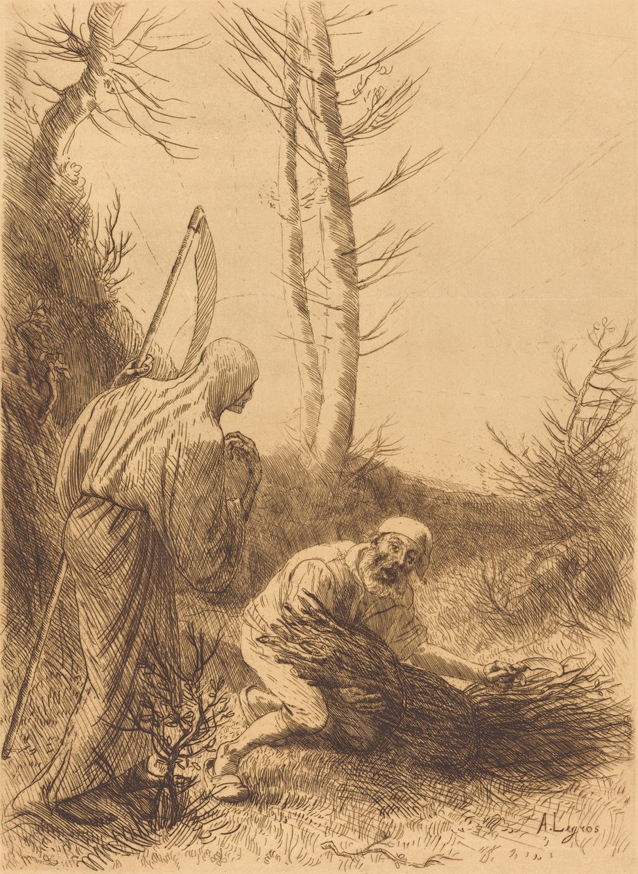 De dood en de houthakker, 2e plaat (Le mort et le bucheron) door Alphonse Legros