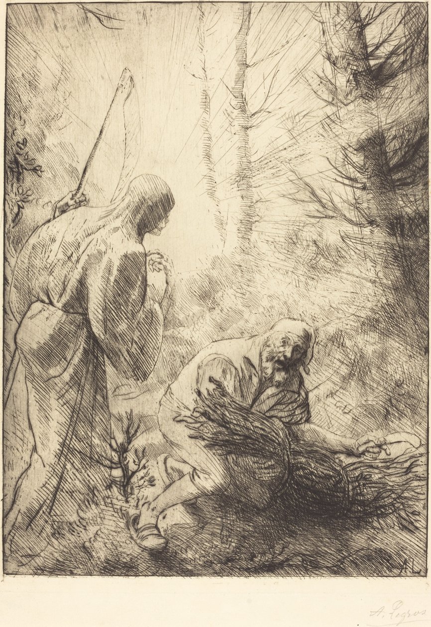 De dood en de houthakker, 2e plaat La mort et le bucheron door Alphonse Legros