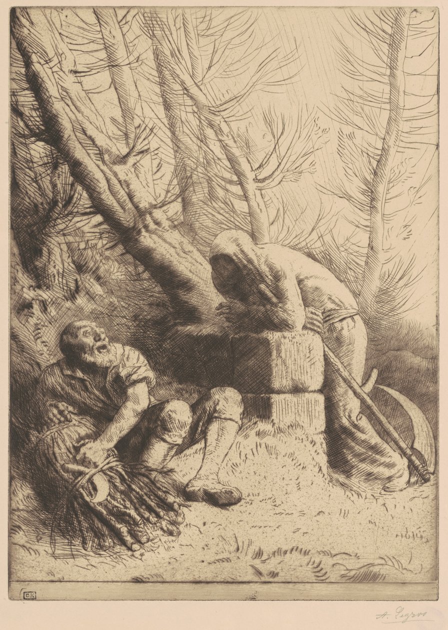 De dood en de houthakker, plaat 4 door Alphonse Legros