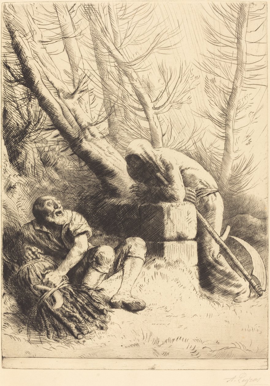 De dood en de houthakker, 4e plaat La mort et le bucheron door Alphonse Legros
