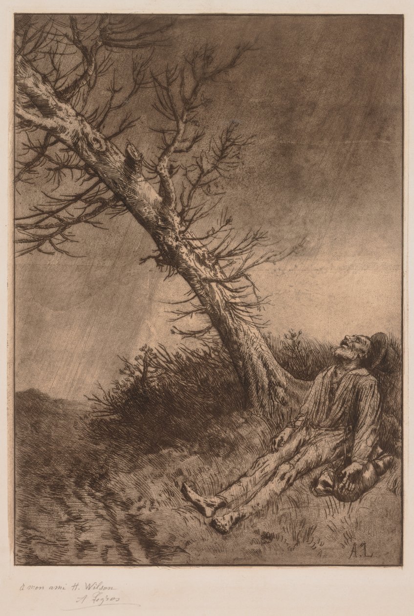 Dood van een zwerver, ca. 1875 door Alphonse Legros