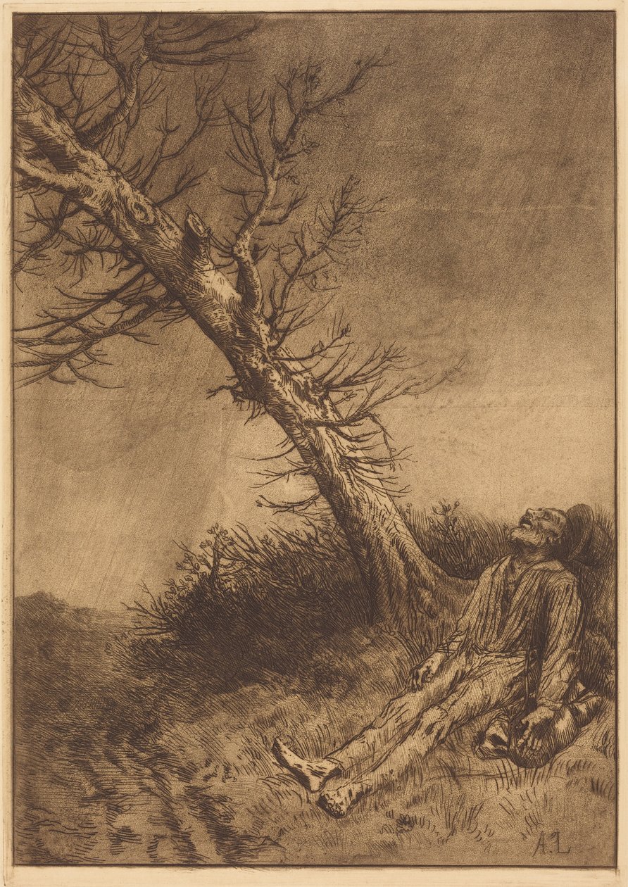 De dood van de zwerver (La mort du vagabond) door Alphonse Legros