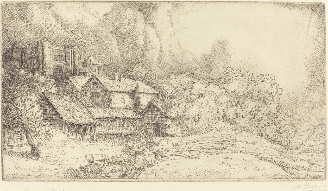 Boerderij bij het klooster door Alphonse Legros