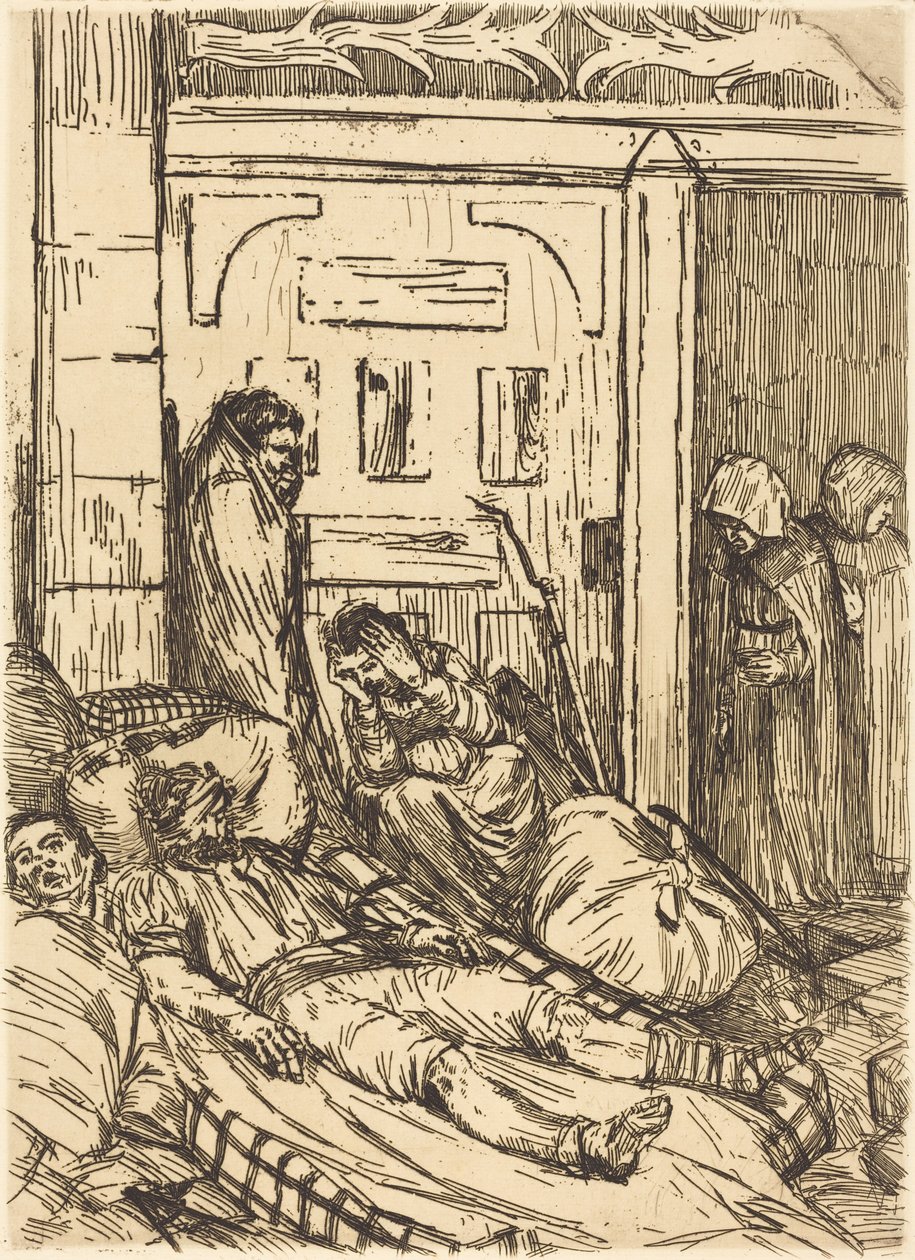 Veldhospitaal (De ambulance) door Alphonse Legros
