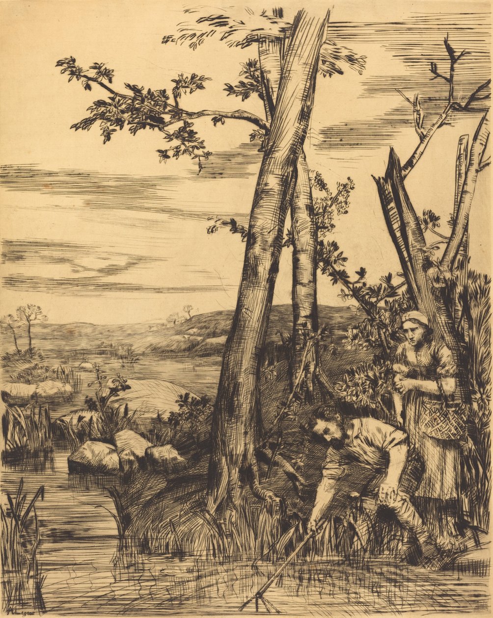 Vissen op rivierkreeft (Les pêcheurs d