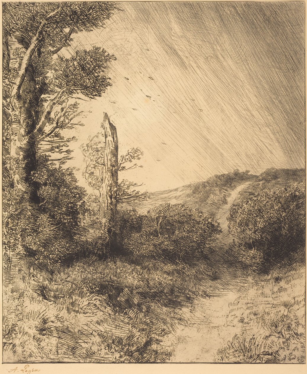 Gust of Wind (De windvlaag) door Alphonse Legros