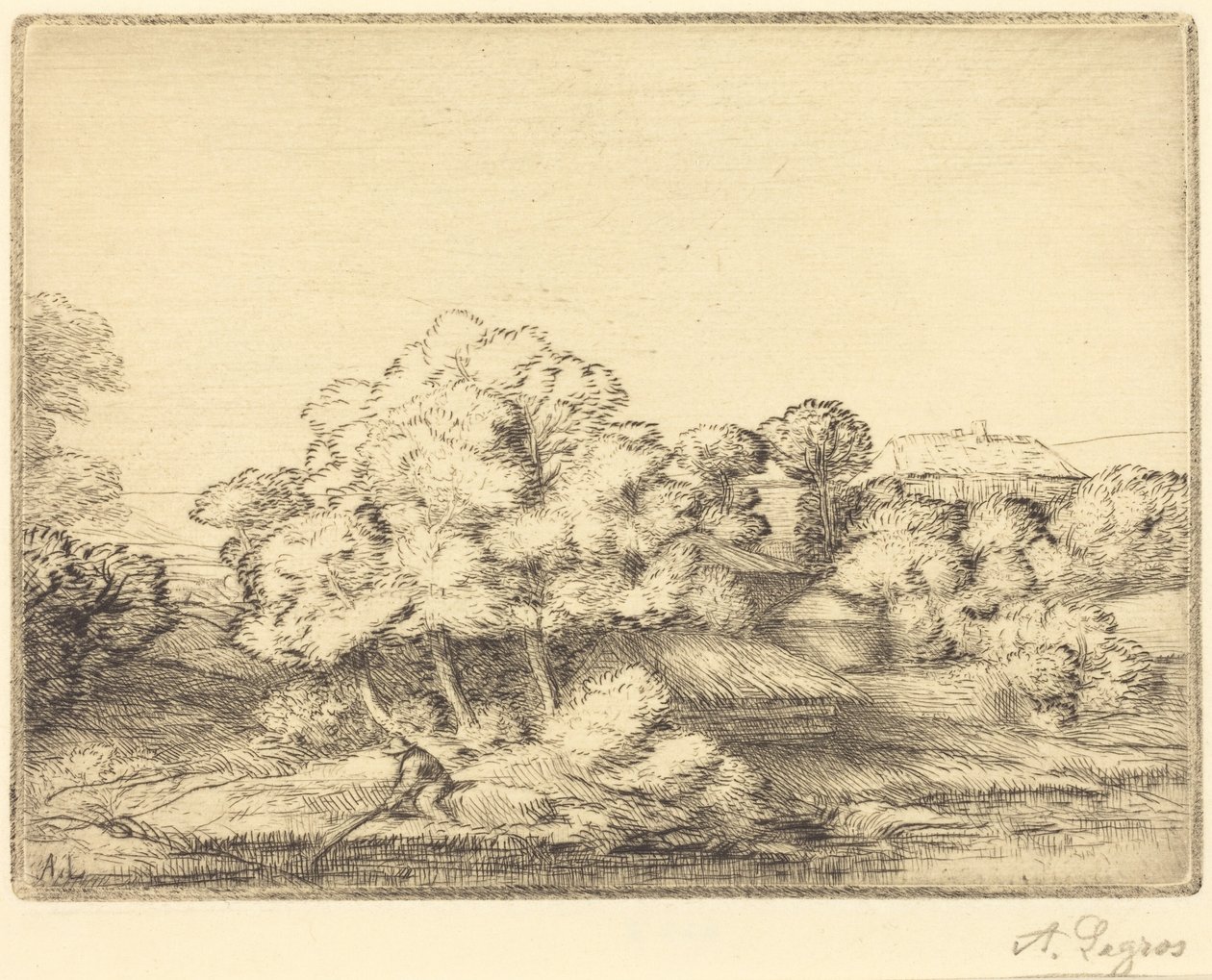 Gehucht bij het meer door Alphonse Legros