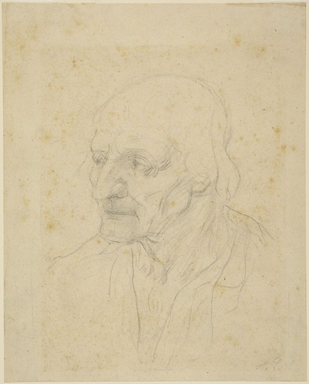 Hoofd van een oude man door Alphonse Legros
