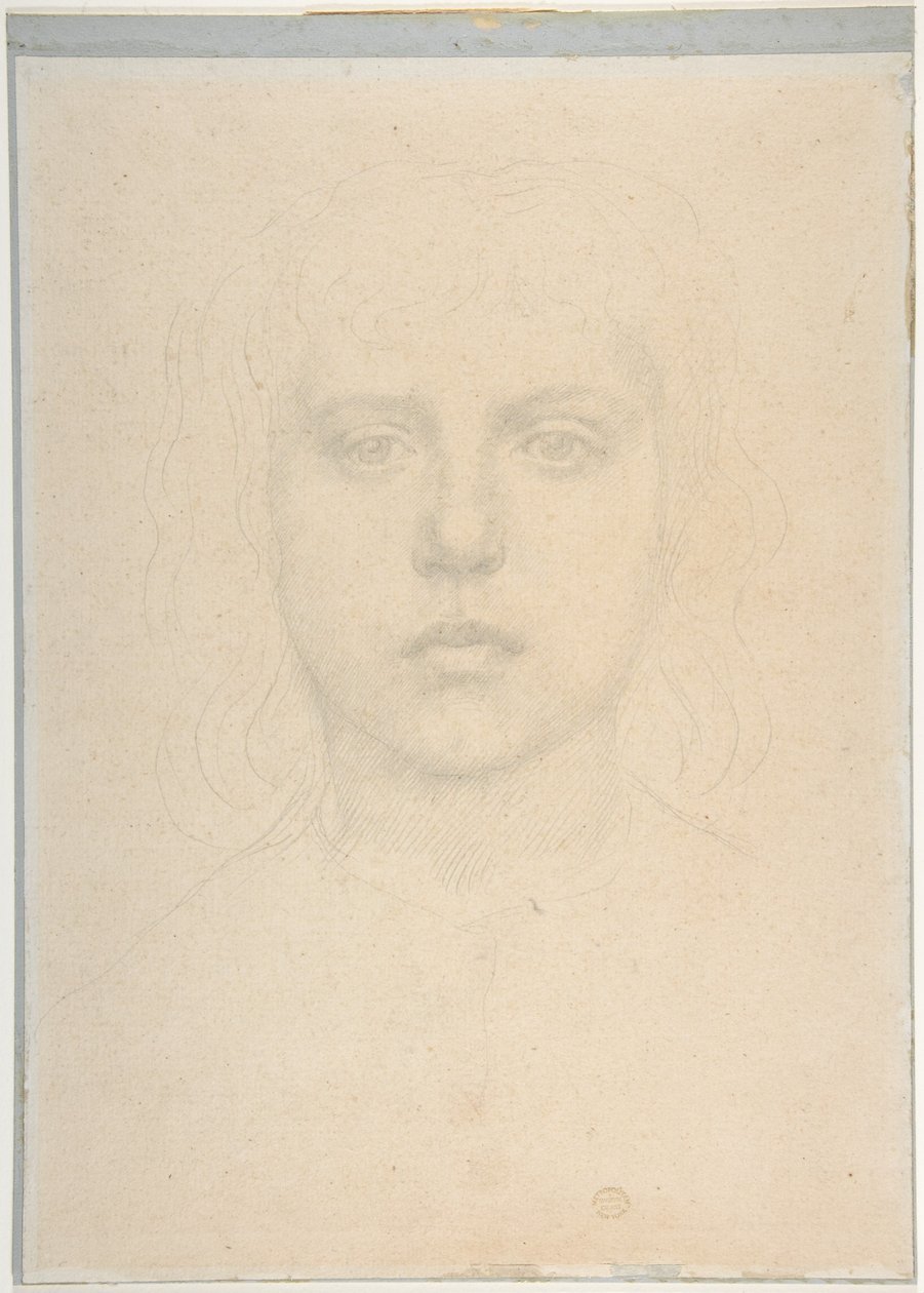 Kopstudie van een meisje door Alphonse Legros