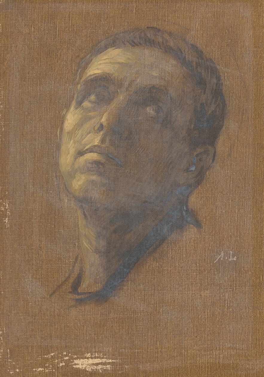 Hoofd van een Man met Opwaartse Ogen door Alphonse Legros