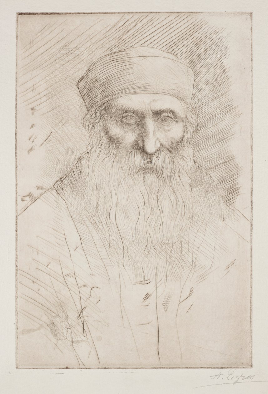 Hoofd van een man met een lange baard door Alphonse Legros