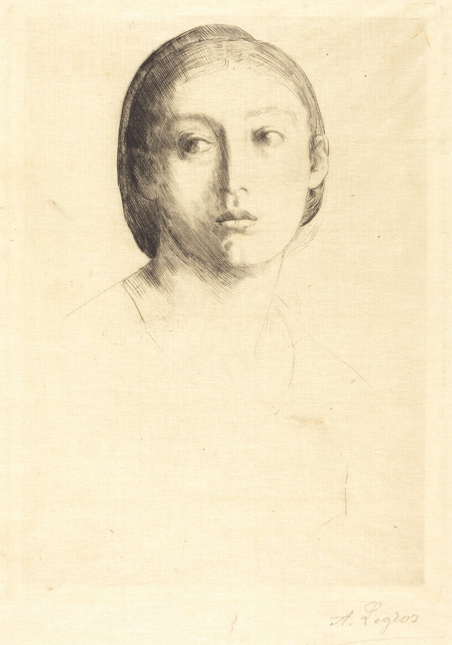 Hoofd van een jong meisje door Alphonse Legros