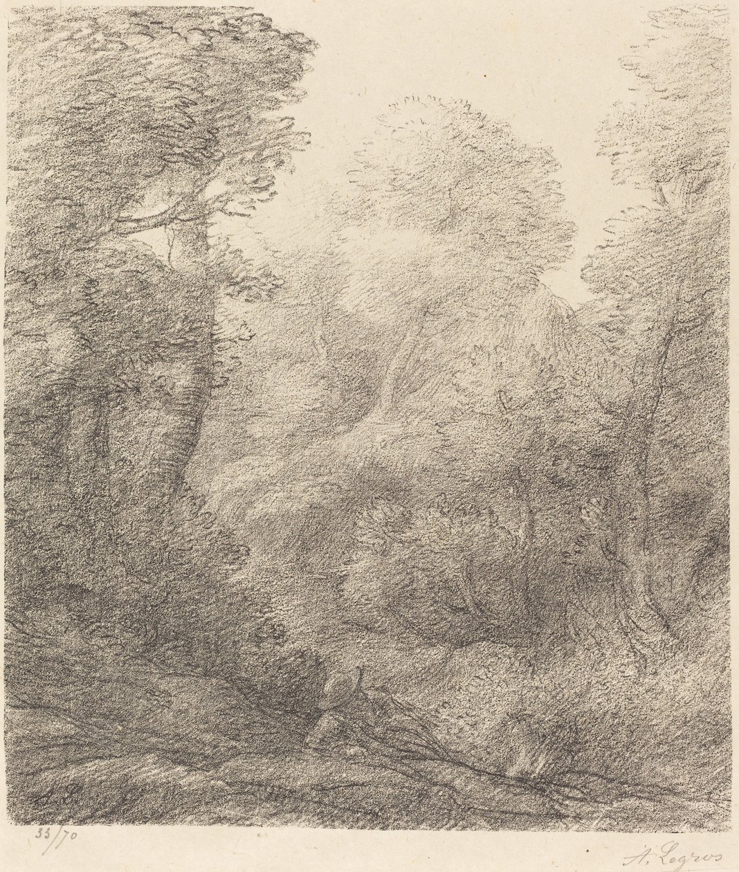 Landschap: Ochtendmist door Alphonse Legros