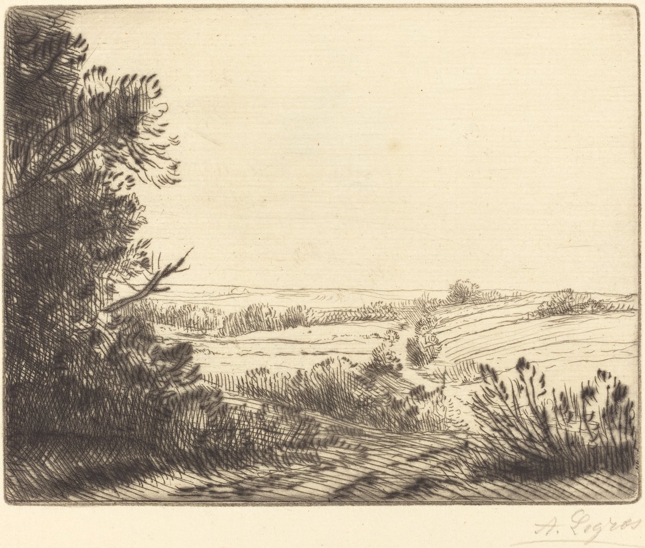 Landschap: Weg naar Horville door Alphonse Legros