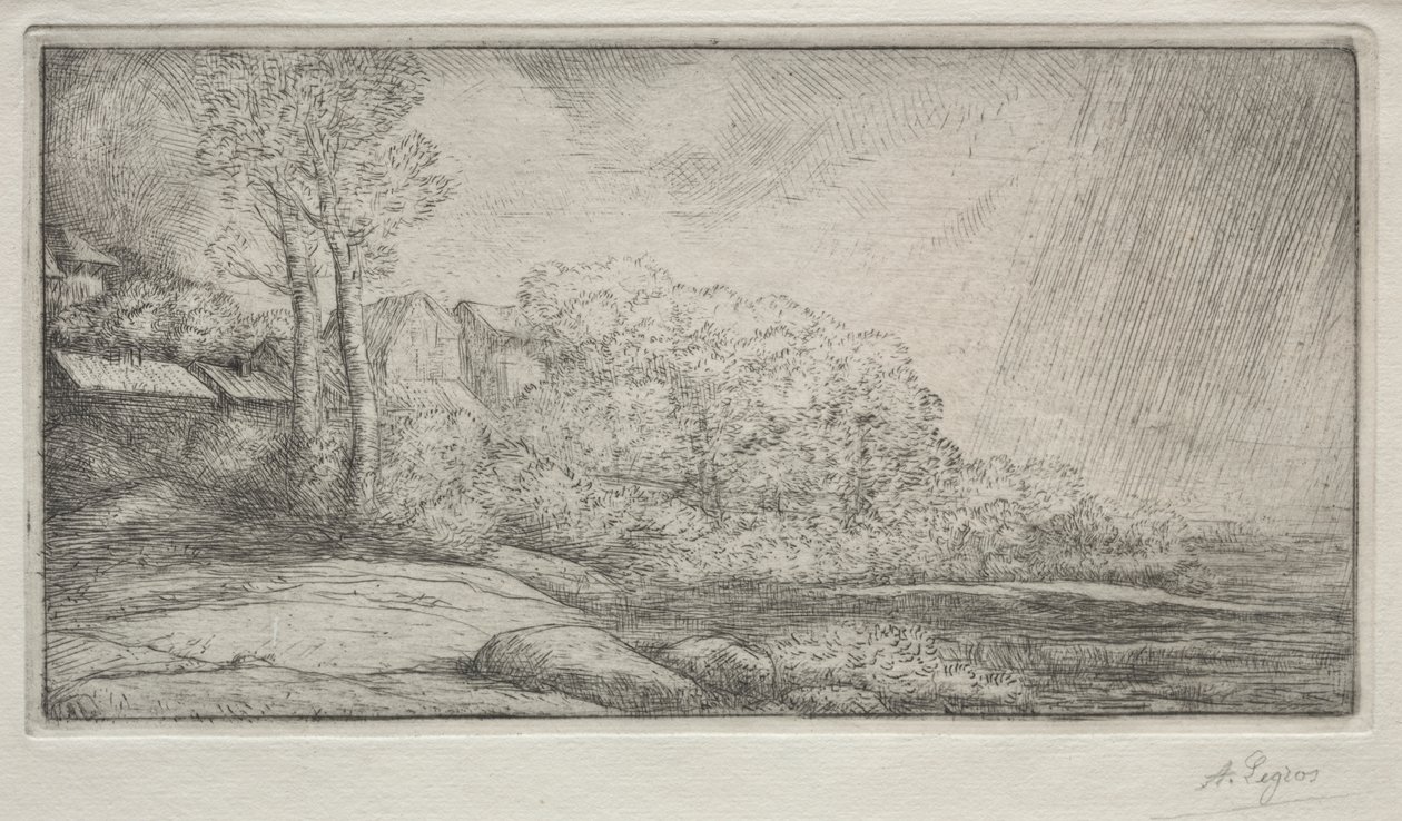Landschap met Twee Bomen door Alphonse Legros