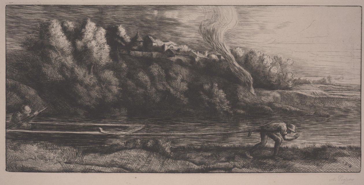 Landschap met Boot door Alphonse Legros