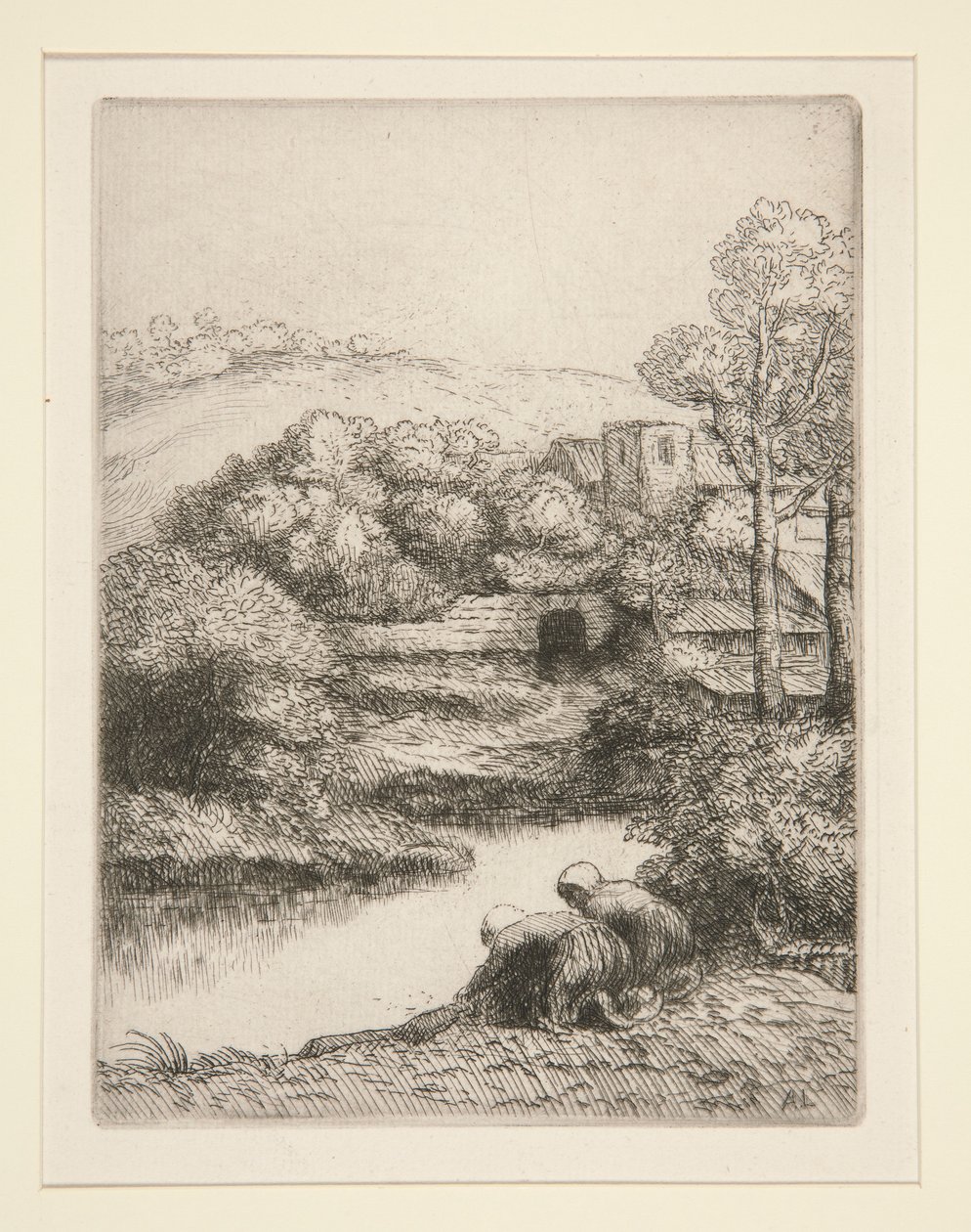 Het washuis, of Wasvrouwen door Alphonse Legros