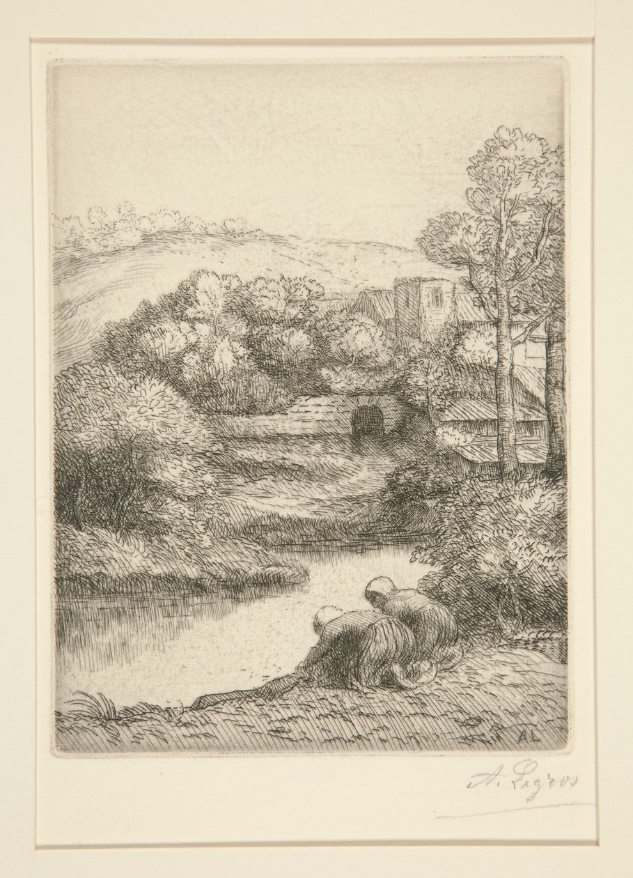 Het washuis, of Wasvrouwen door Alphonse Legros