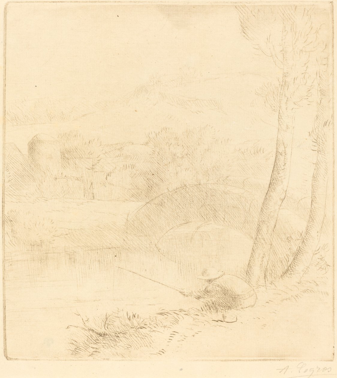 Kleine visser Le petit pecheur a la ligne door Alphonse Legros