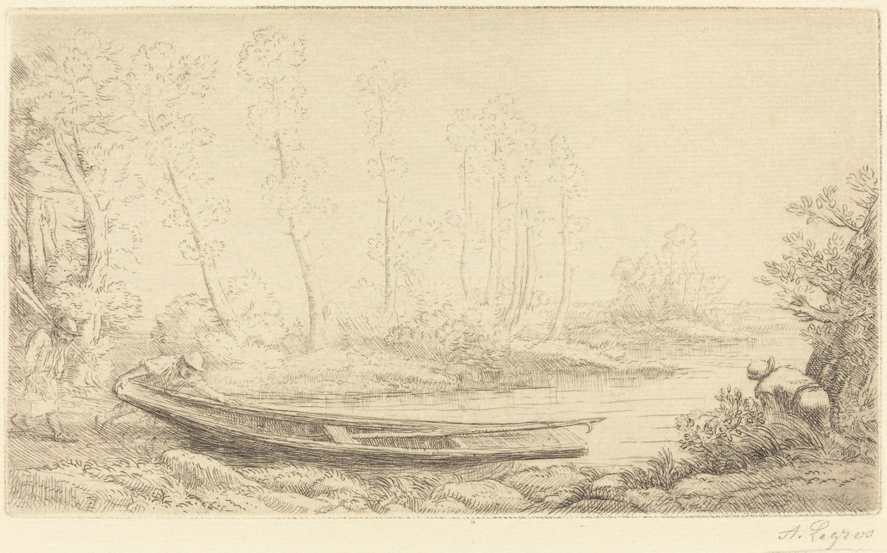 Man met een punter, figuur rechts door Alphonse Legros