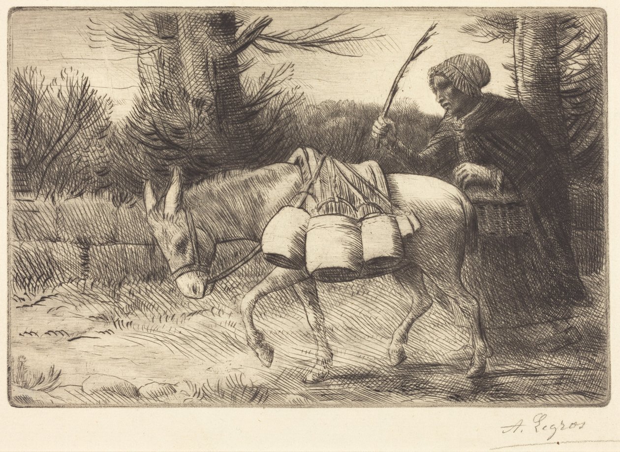 Melkmeisje van Boulogne, 3e plaat (Laitière à Boulogne) door Alphonse Legros