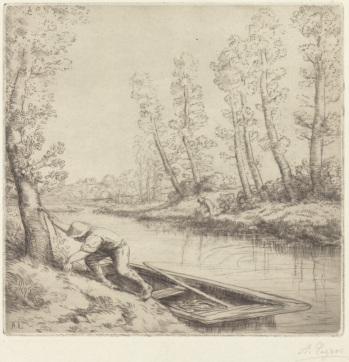 Ochtend langs de rivier La matin sur la riviere door Alphonse Legros