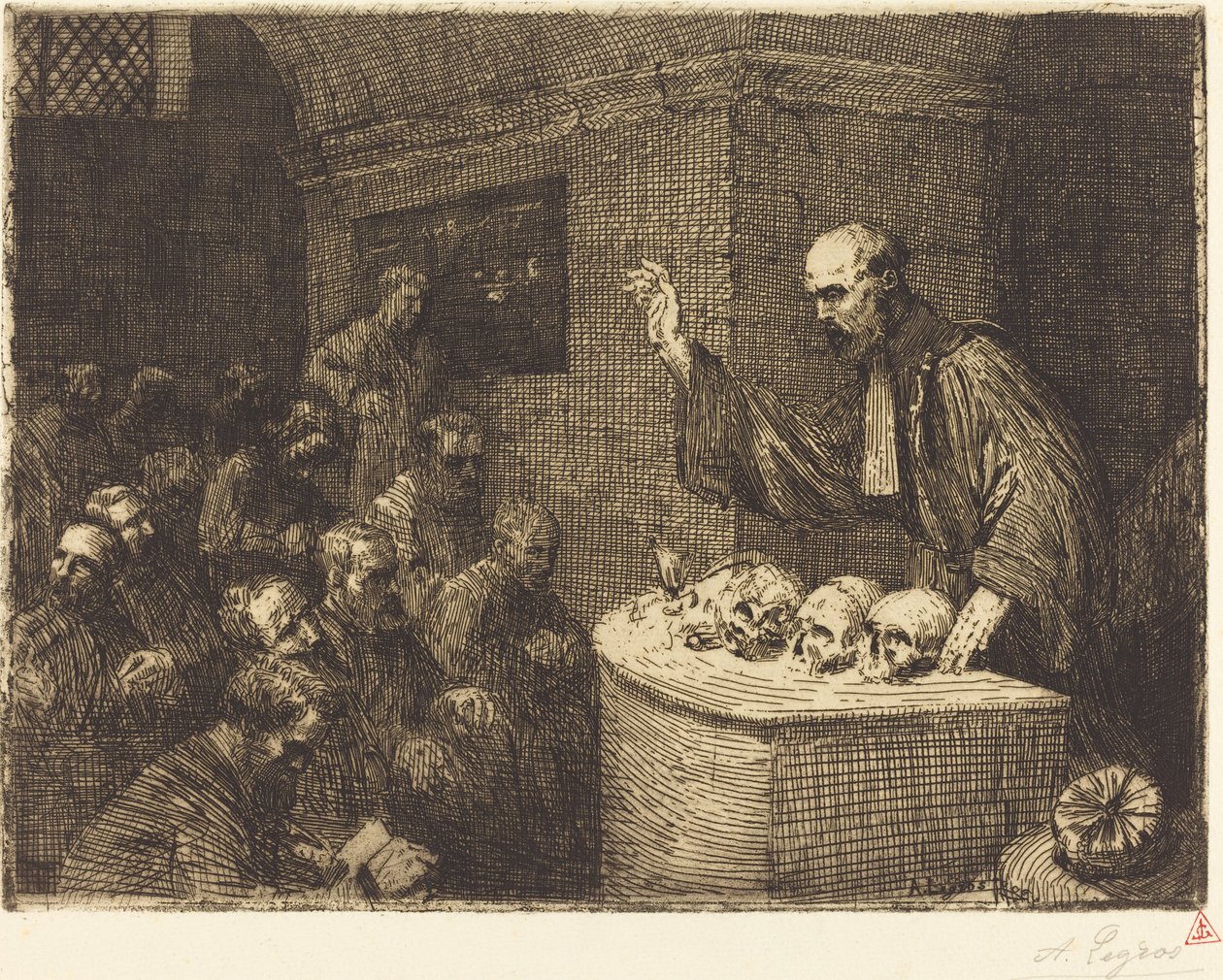 Frenologiecursus, 2e plaat Le cours de phrenologie, 1906 door Alphonse Legros