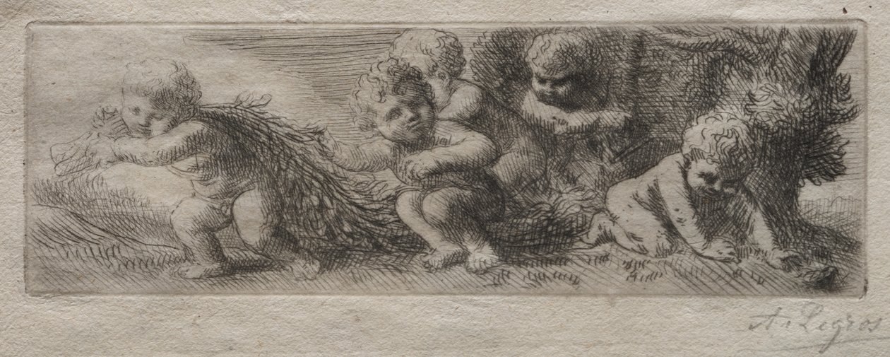 Plaat voor bovenkant van speldenkist door Alphonse Legros