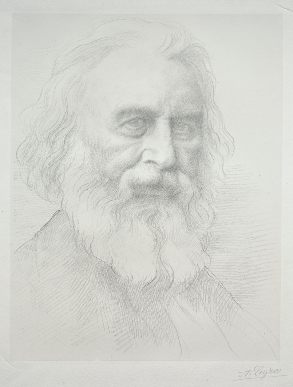 Portret van Henry Wadsworth Longfellow (2e plaat) door Alphonse Legros