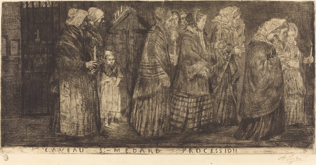 Processie in het graf van Sint Medard, 1859 door Alphonse Legros