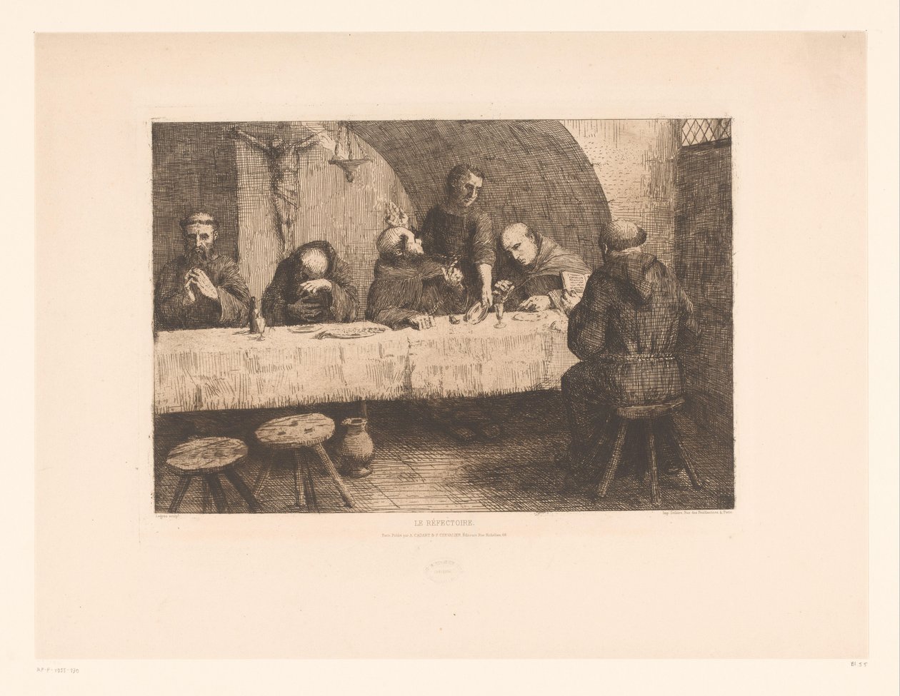 Refter met biddende monniken door Alphonse Legros