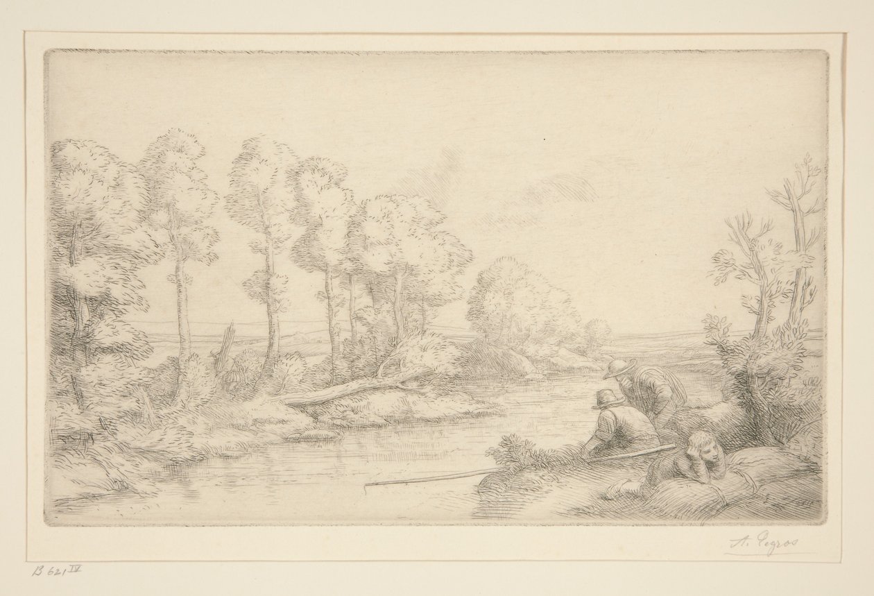Rust aan de oever van de rivier door Alphonse Legros