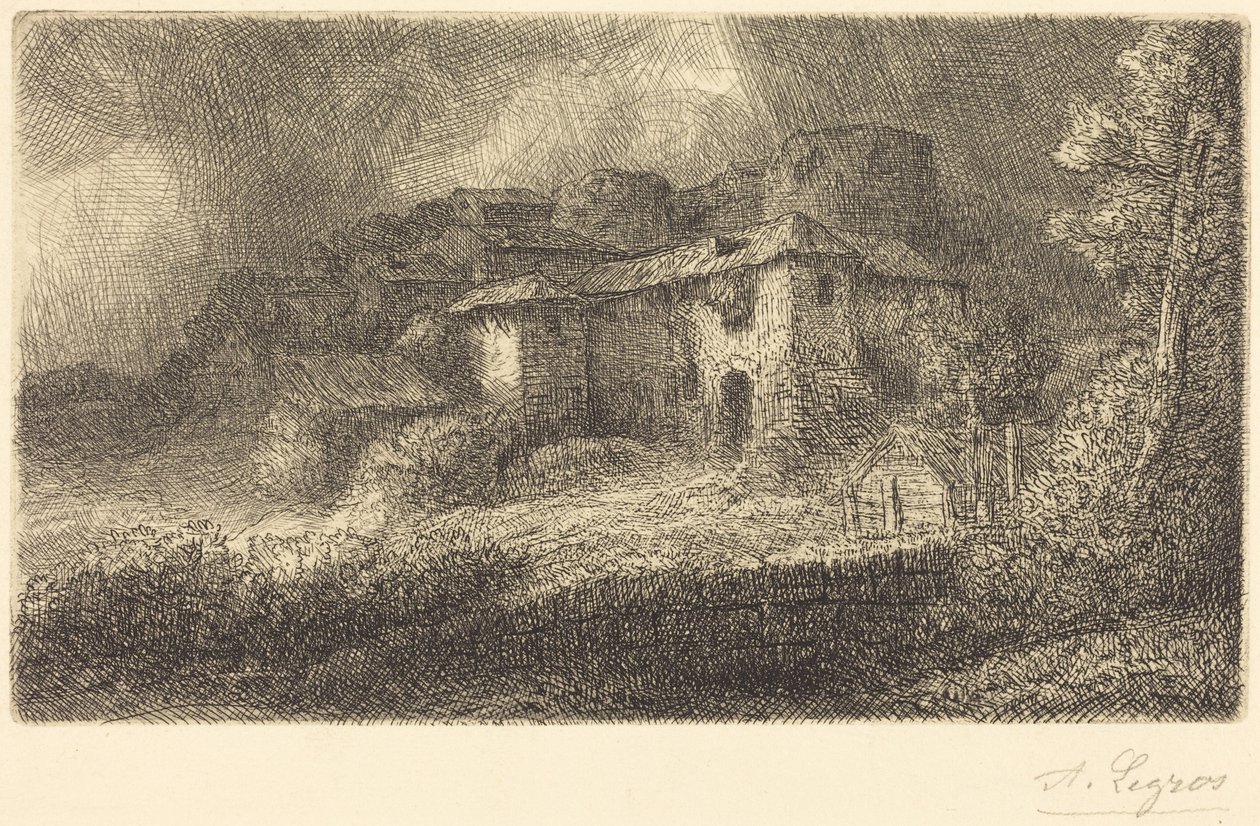 Ruïnes van een kasteel (Les ruines du château) door Alphonse Legros