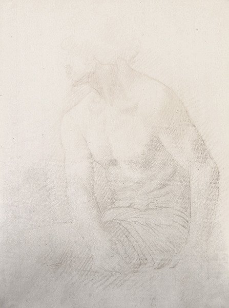 Zittende mannelijke naakt door Alphonse Legros