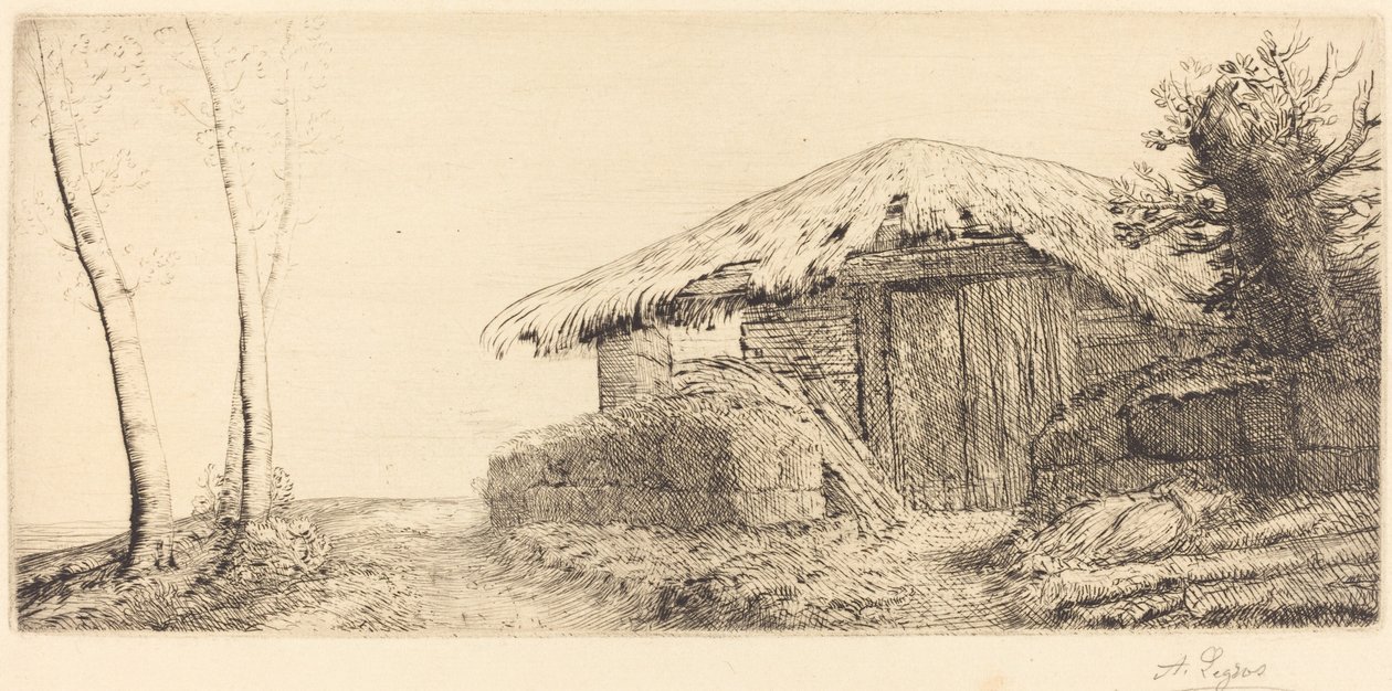 Herderhut op een heuvel (Bergerie sur le coteau) door Alphonse Legros