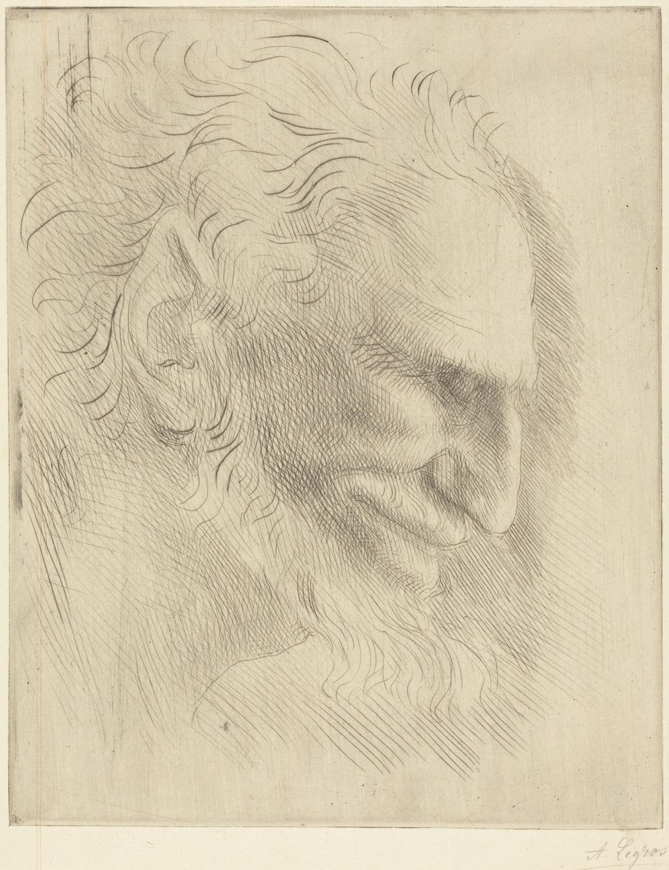 Studie voor het hoofd van een man door Alphonse Legros