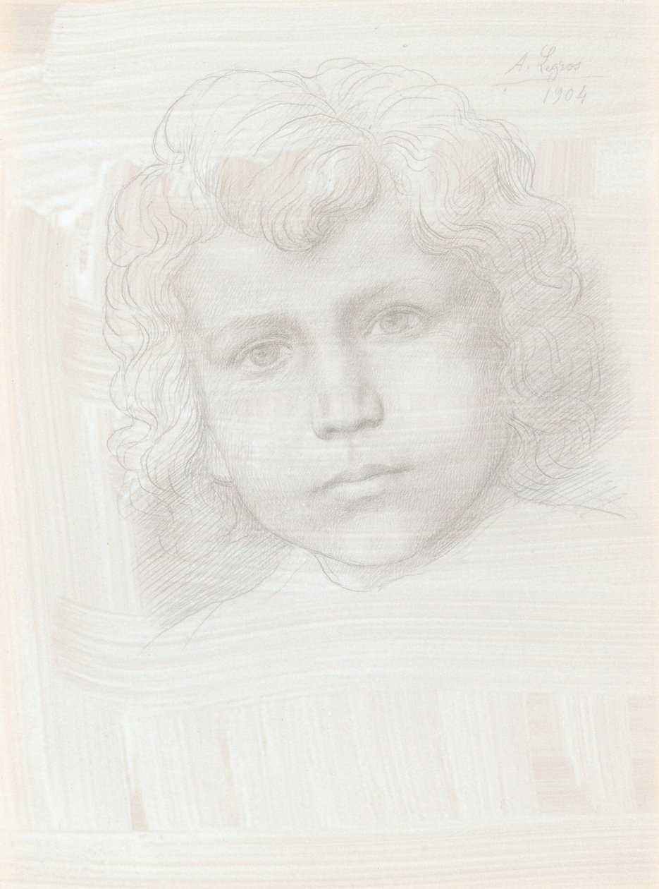 Studie van Cupido Hoofd van een meisje, 1904 door Alphonse Legros
