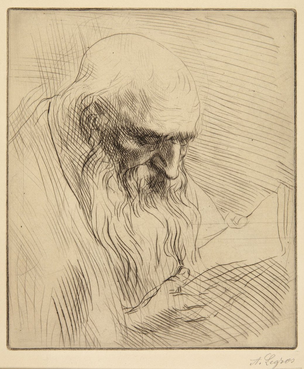 Studie van een lezende oude man door Alphonse Legros