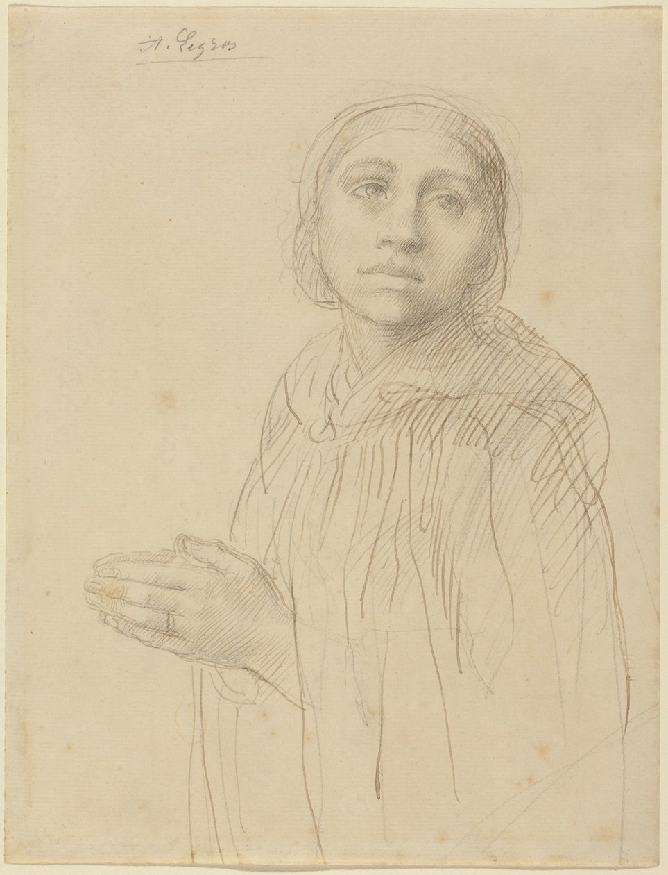 Studie van een biddende vrouw door Alphonse Legros