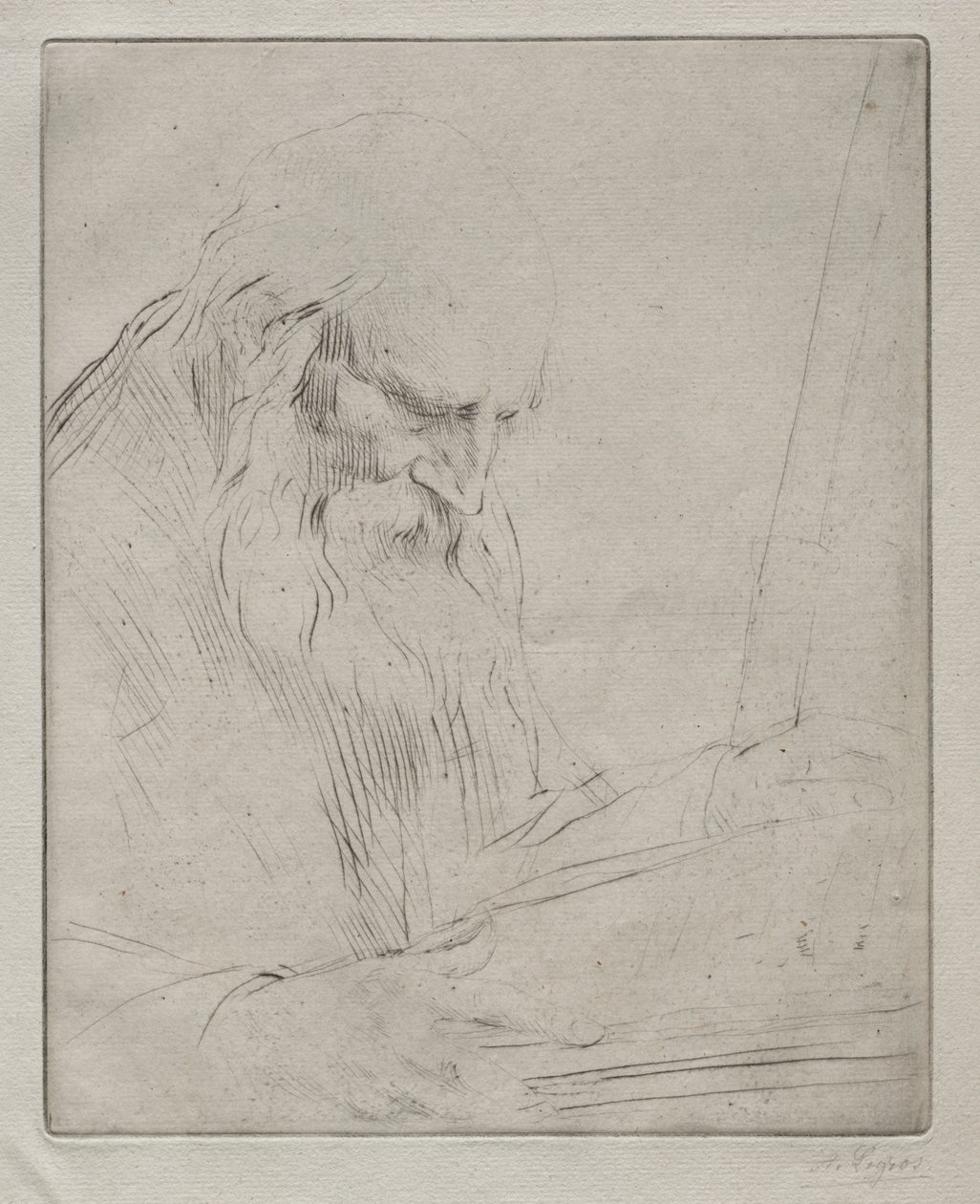 Studie van een man die leest door Alphonse Legros