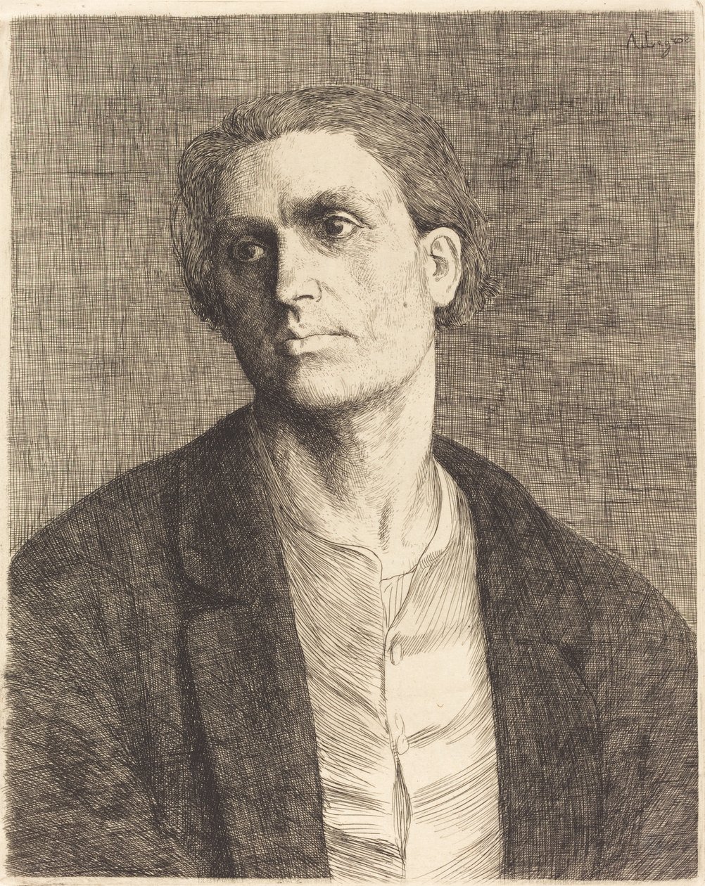 Studie van een mannenhoofd door Alphonse Legros