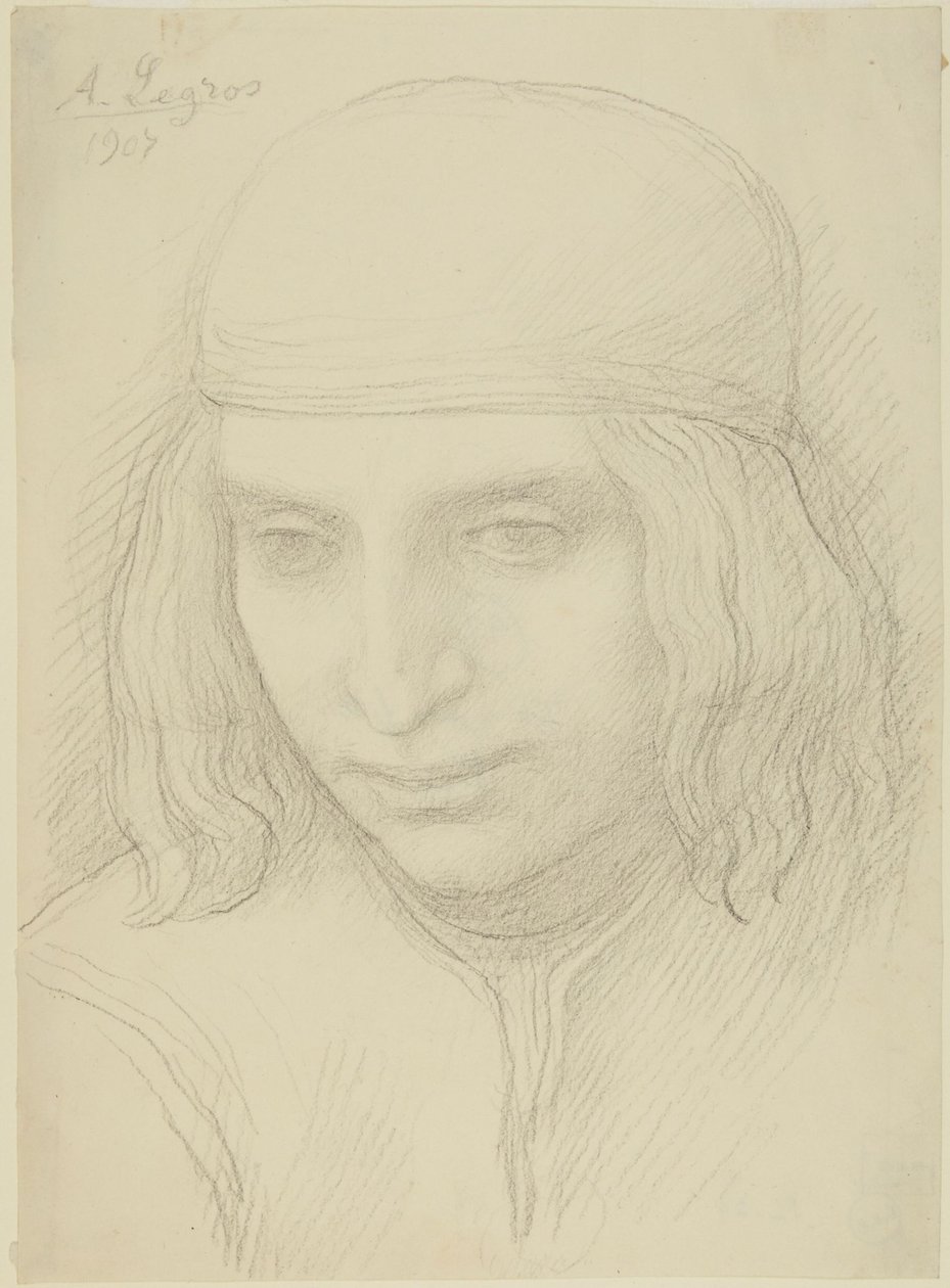 Hoofd van een jong meisje door Alphonse Legros
