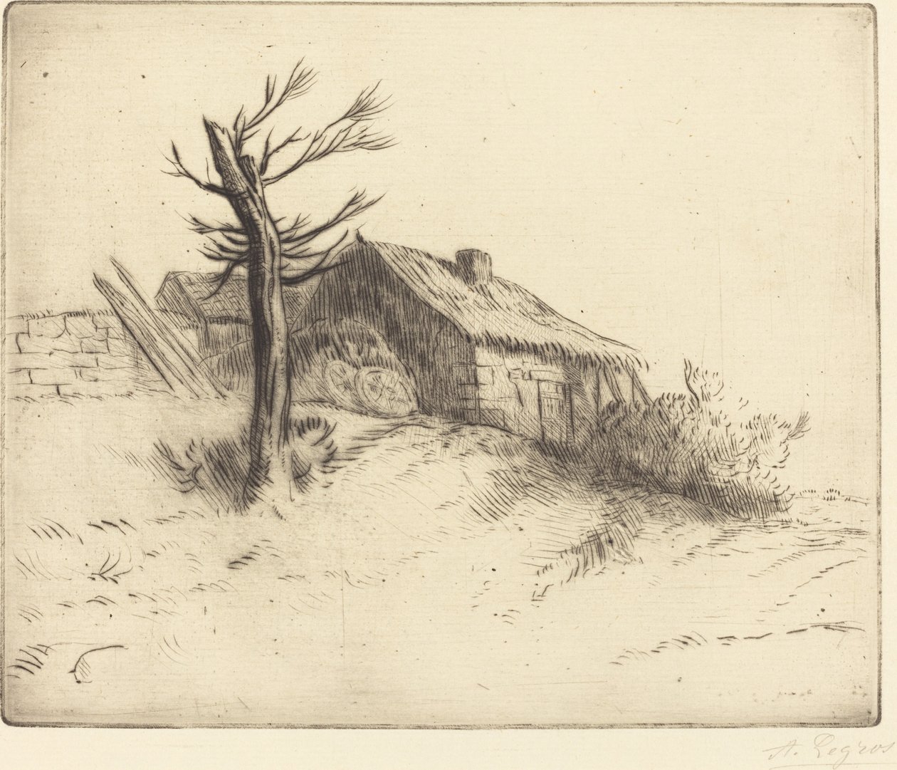 Rieten Huisje (Chaumière) door Alphonse Legros