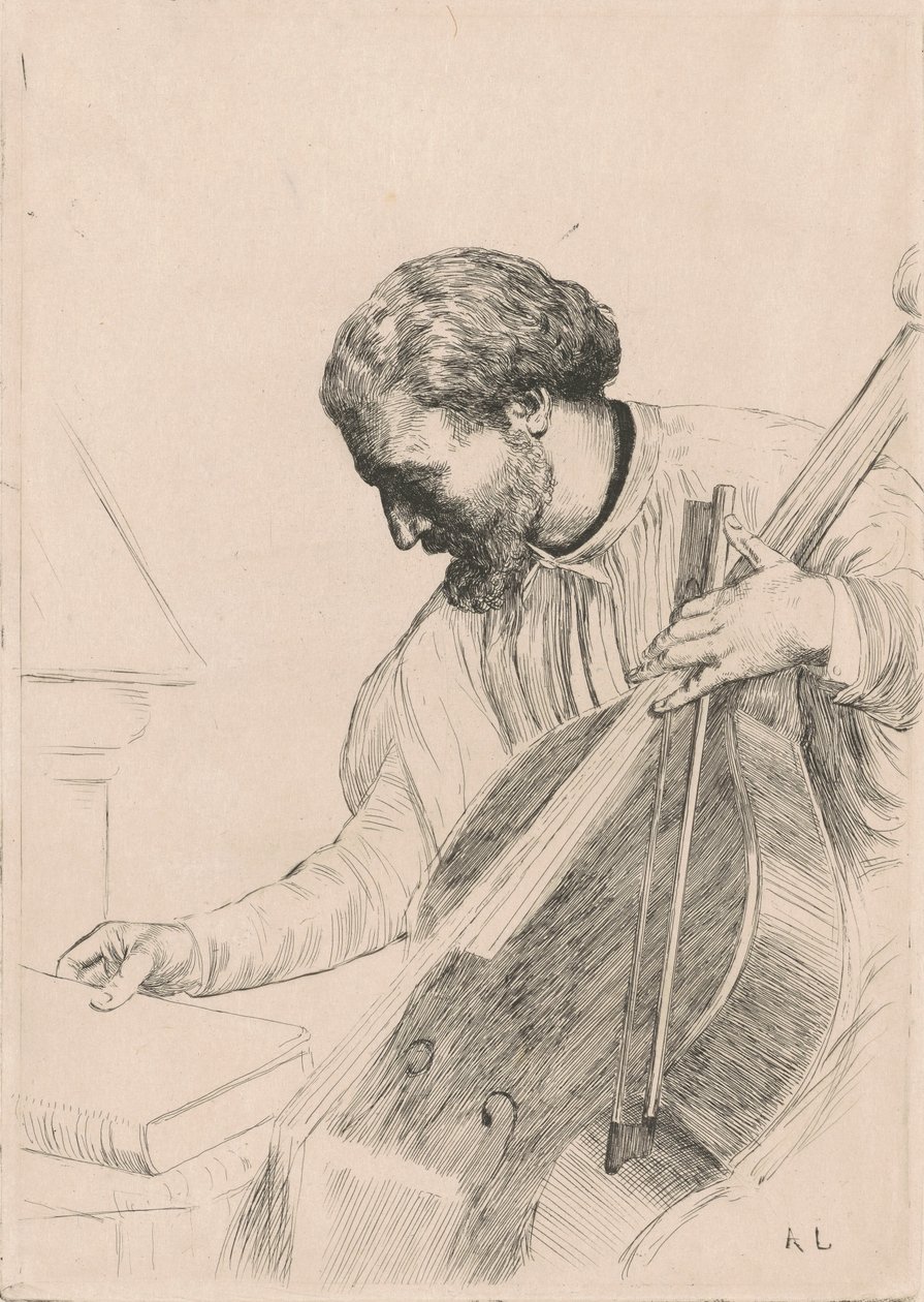 The Bass Player (De contrabassist) door Alphonse Legros