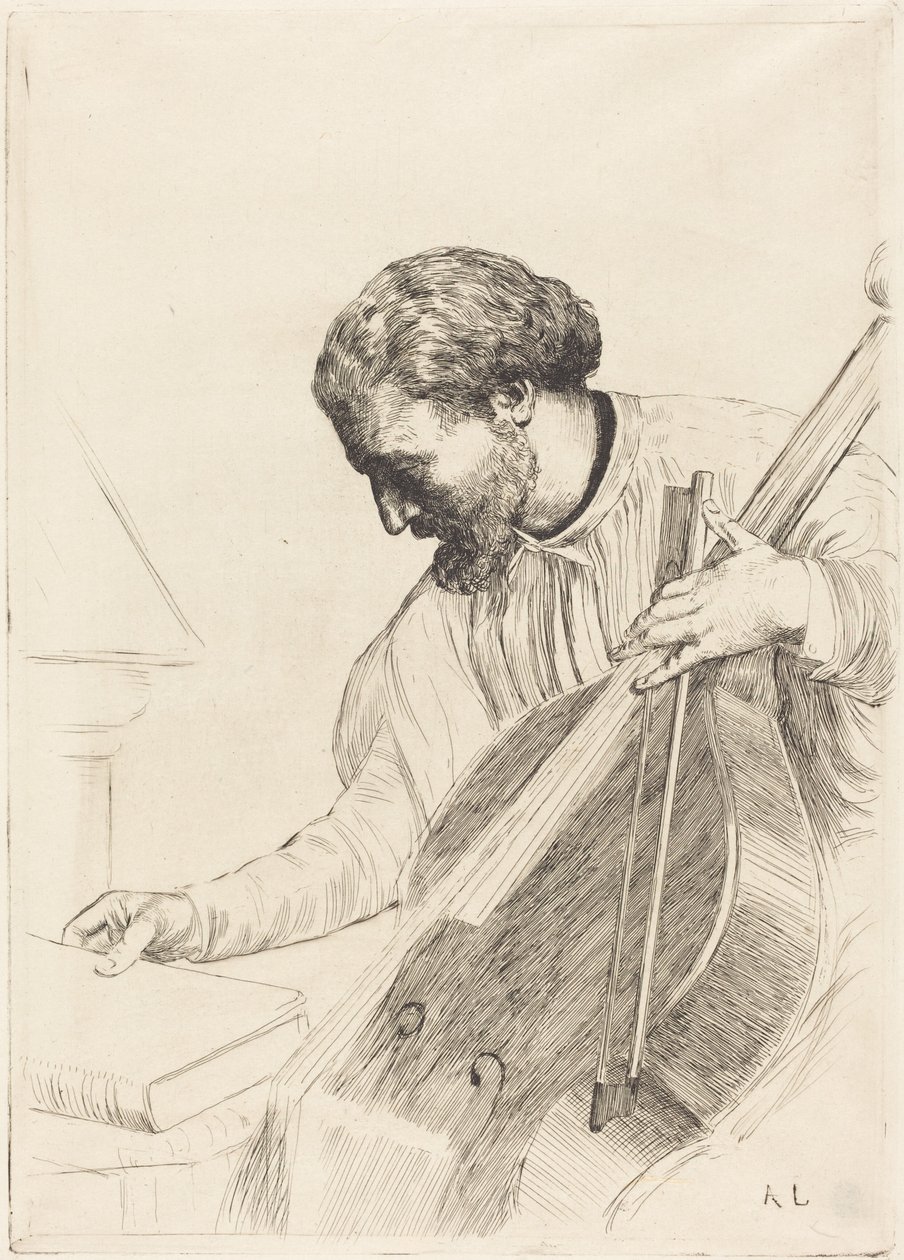 The Bass Player (De contrabassist) door Alphonse Legros