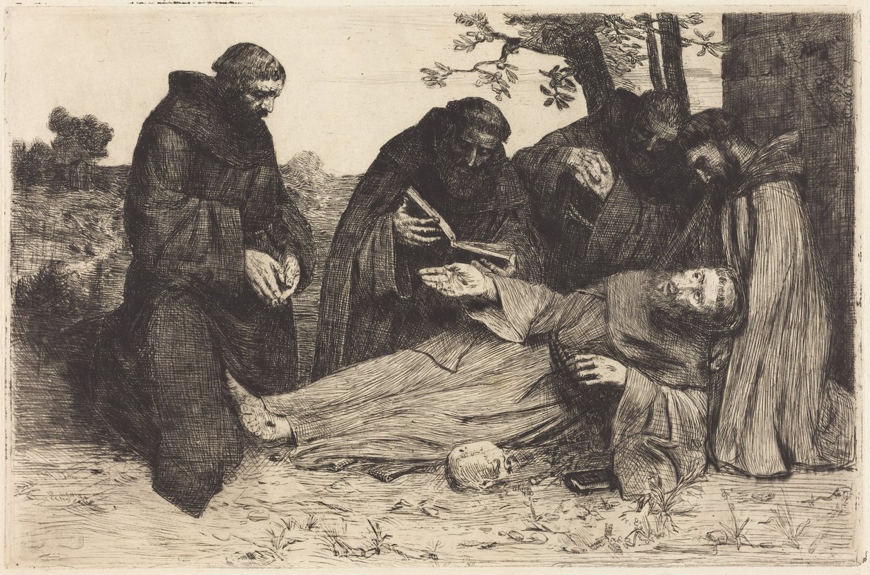 De dood van de heilige Franciscus door Alphonse Legros