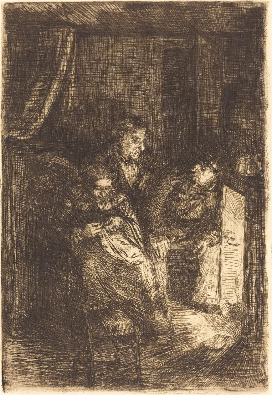 De haard Le foyer door Alphonse Legros