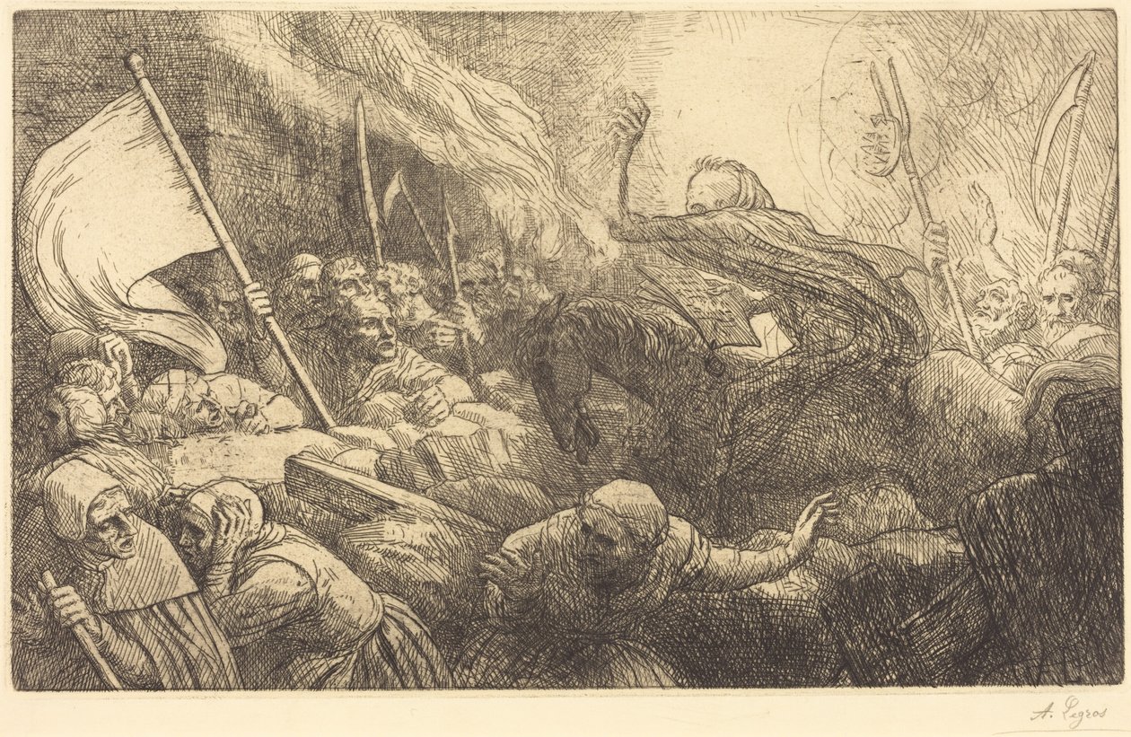 De triomf van de dood: proclamatie door Alphonse Legros